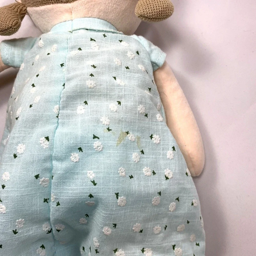 Linzy Cloth Doll 15 inch Blue Dress Brown Hair Emily‎ Rag Baby Safe Floppy